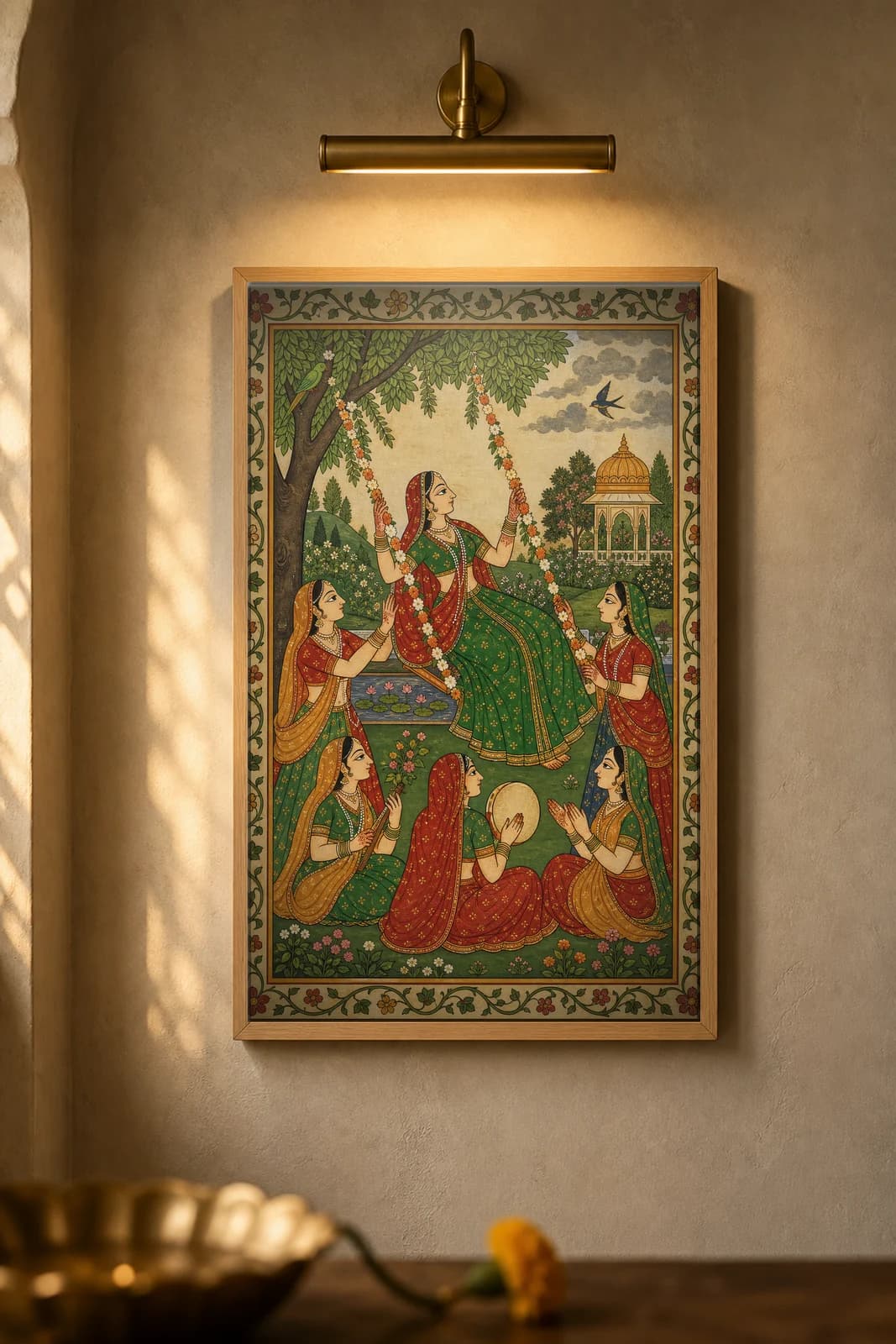Teej Jhula — framed museum print, Rajput Miniature