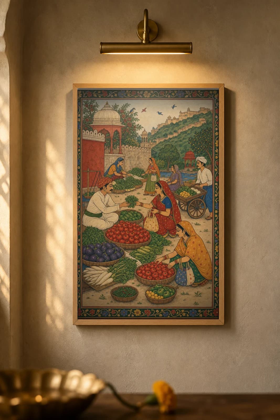 Sabzi Mandi — framed museum print, Rajput Miniature