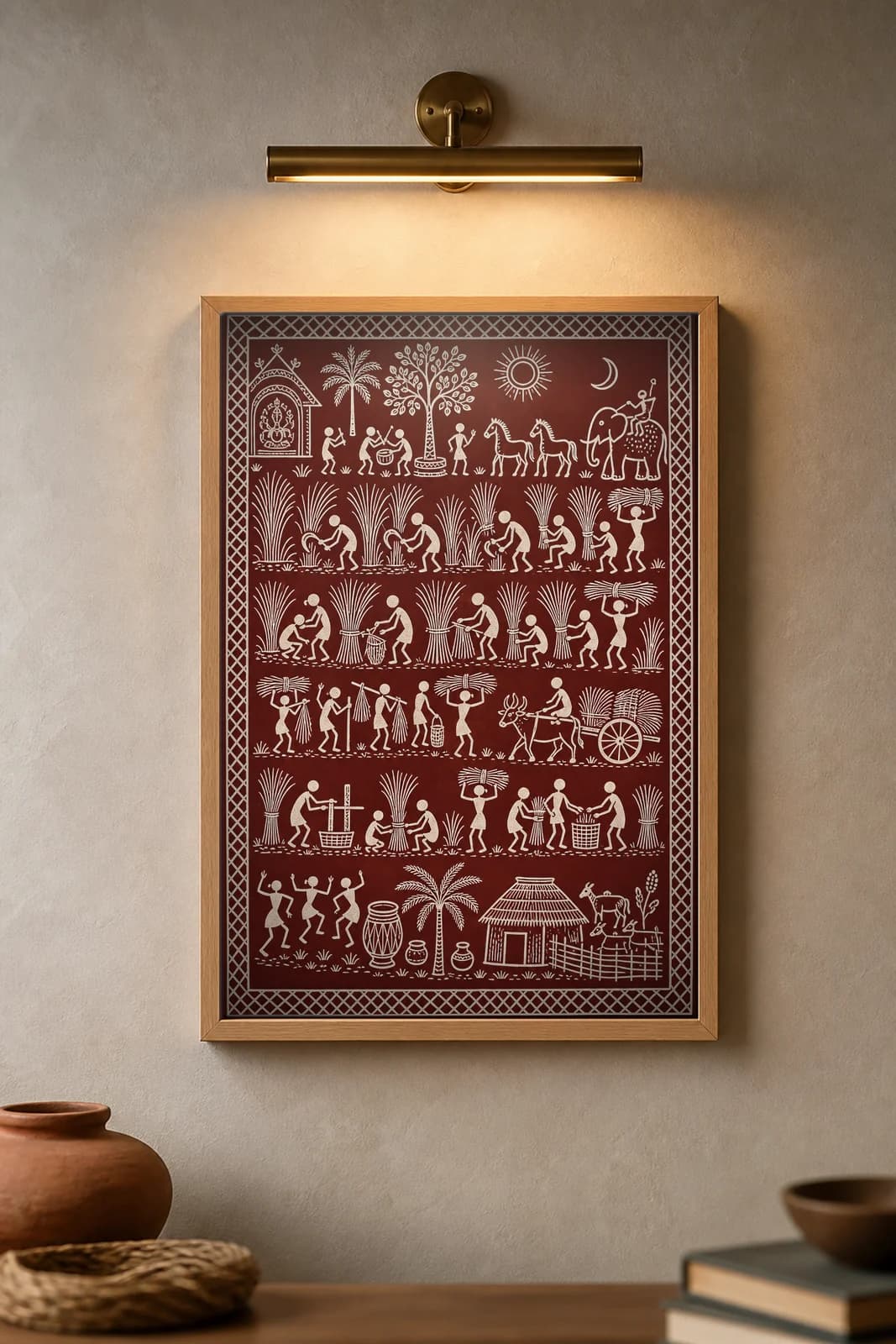 Broom Grass Harvest — framed museum print, Saura