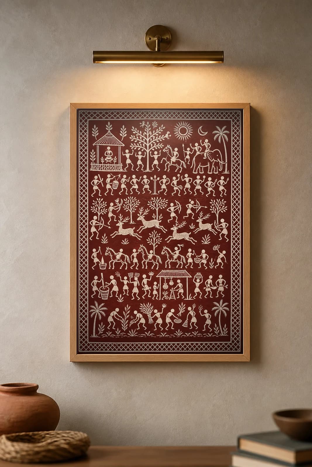 Deer & Hunters — framed museum print, Saura