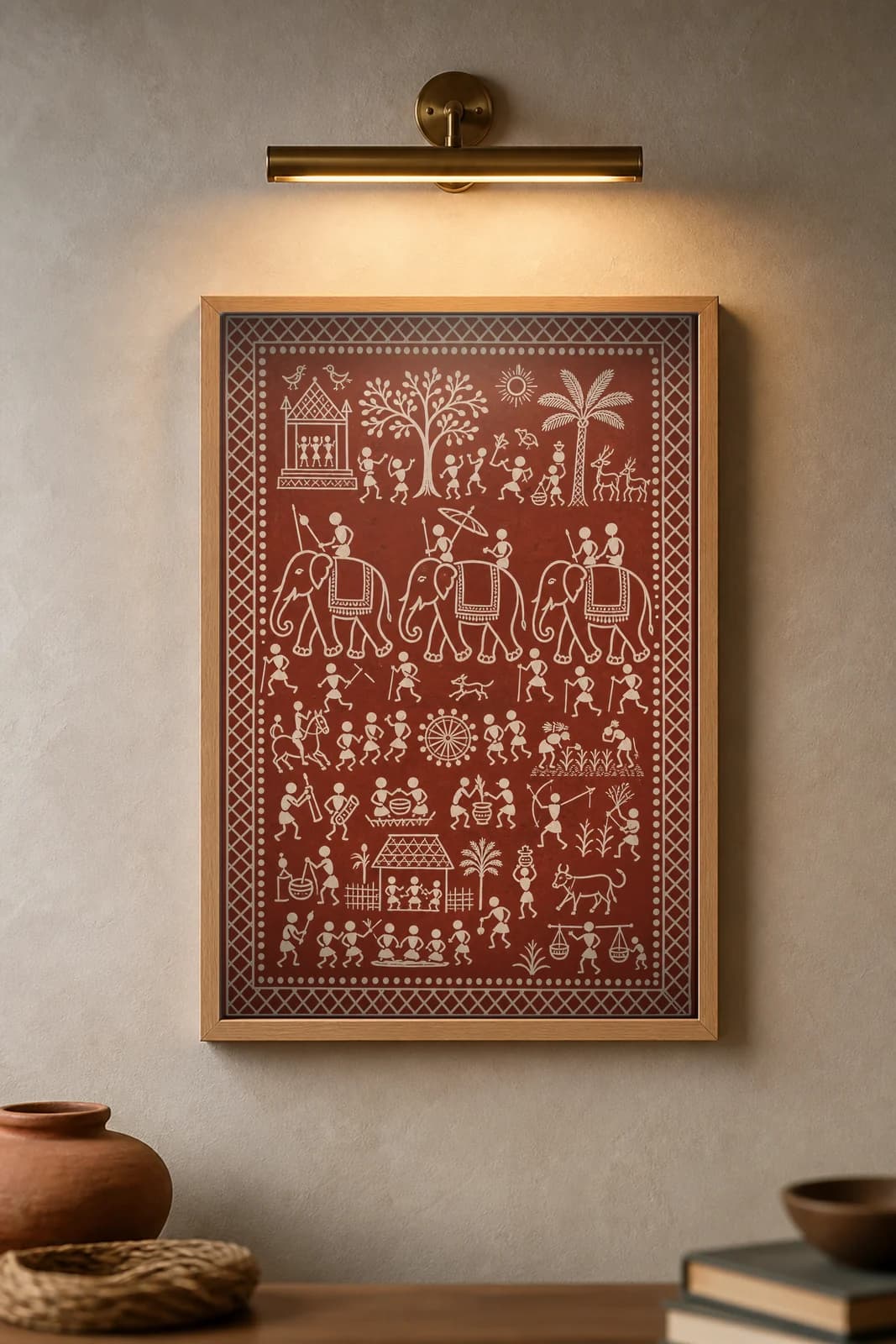 Elephant March — framed museum print, Saura