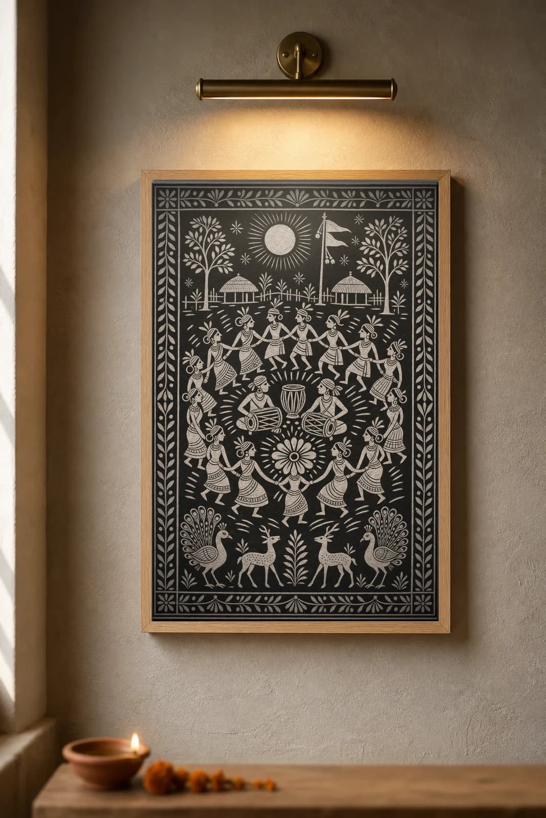 Akhra Night Dance — framed museum print, Sohrai Khovar