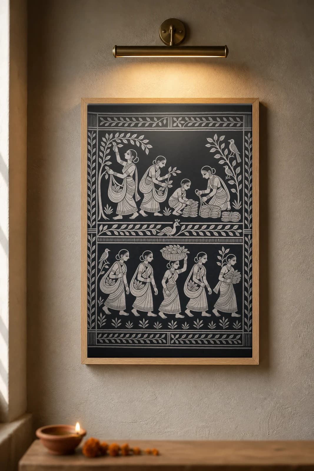 Tendu-Leaf Collection — framed museum print, Sohrai Khovar