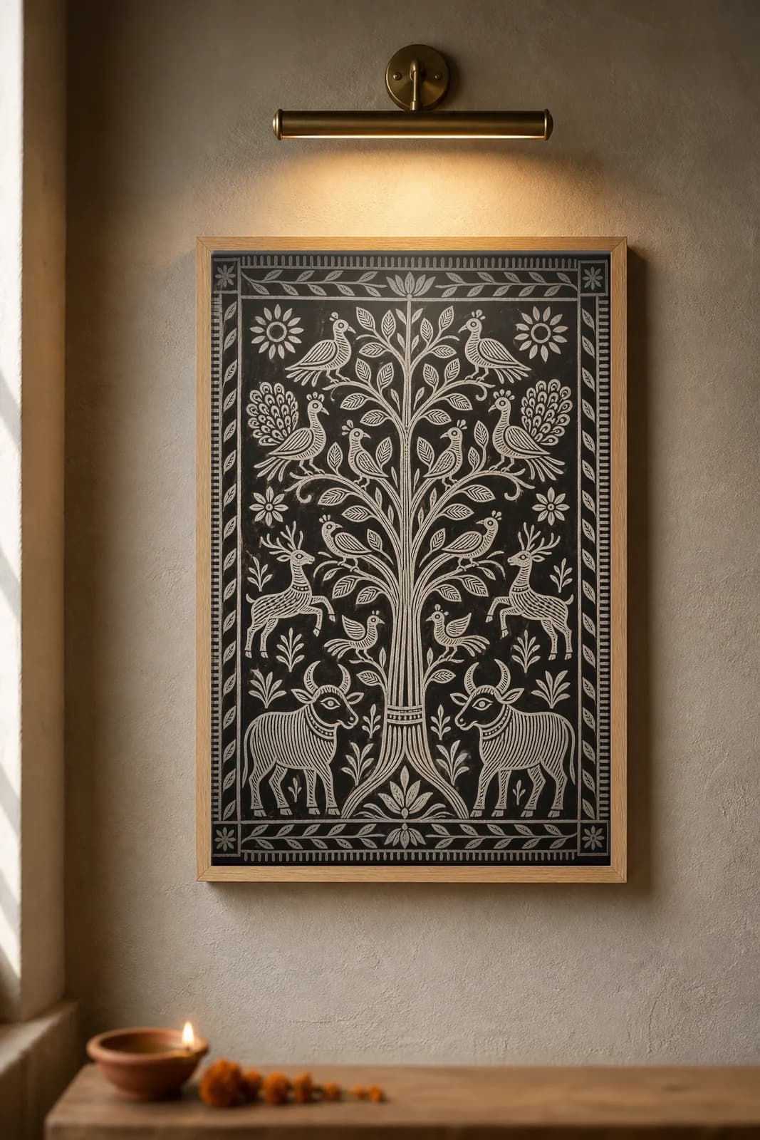 Khovar Tree of Life — framed museum print, Sohrai Khovar