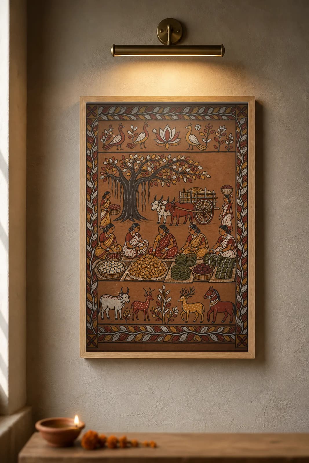 Weekly Haat — framed museum print, Sohrai Khovar