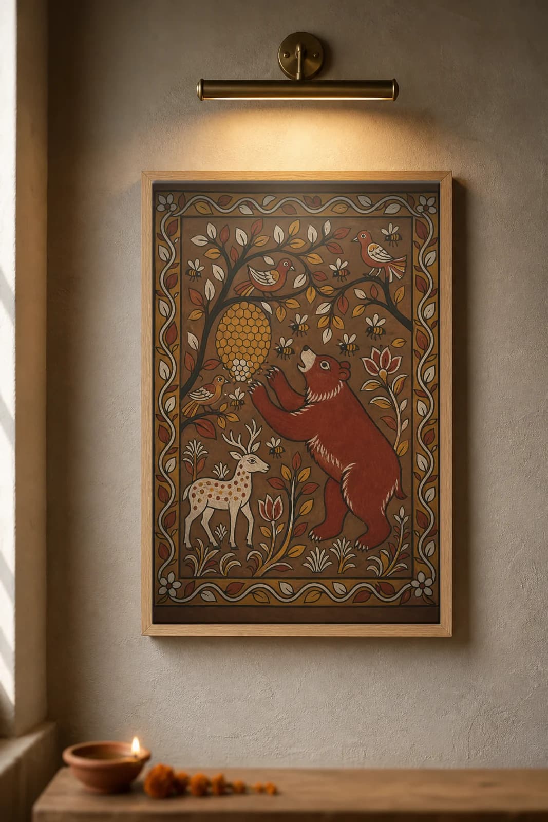 Sohrai Honey Forest — framed museum print, Sohrai Khovar