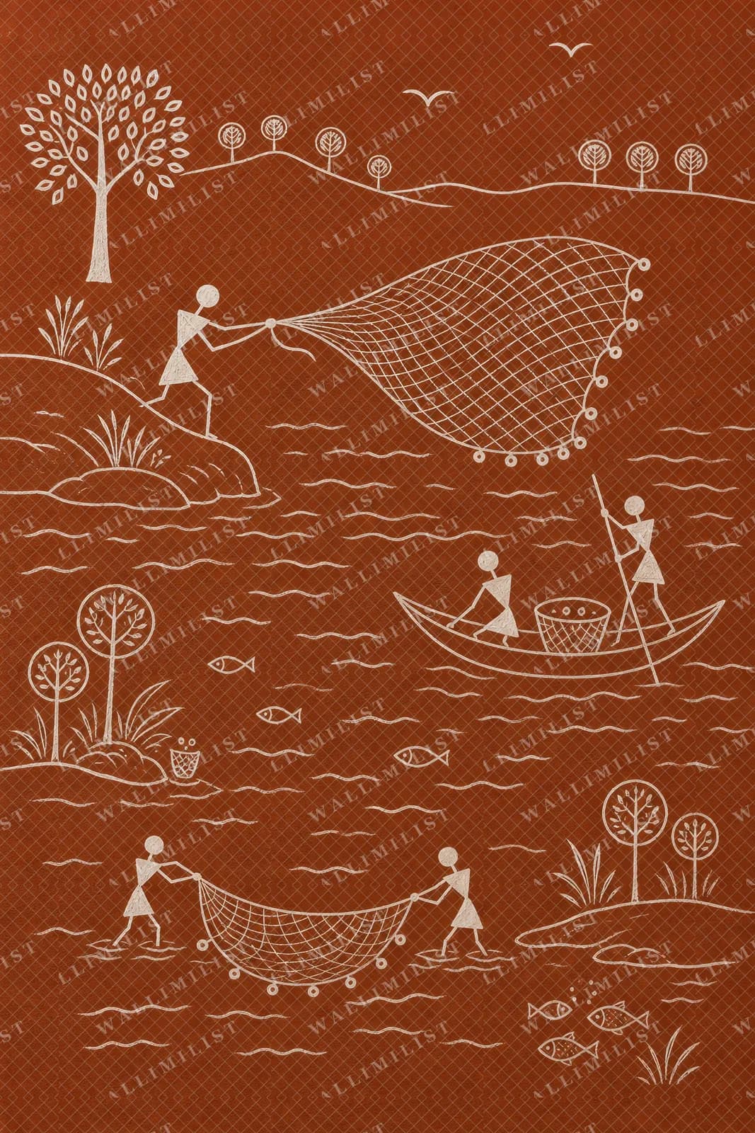 Actual watermarked print of River Fishing Net