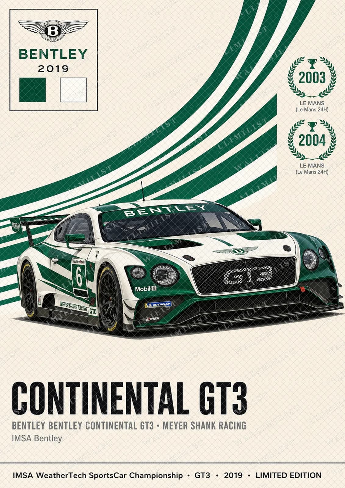 Actual watermarked print of Continental GT3 — Meyer Shank #6