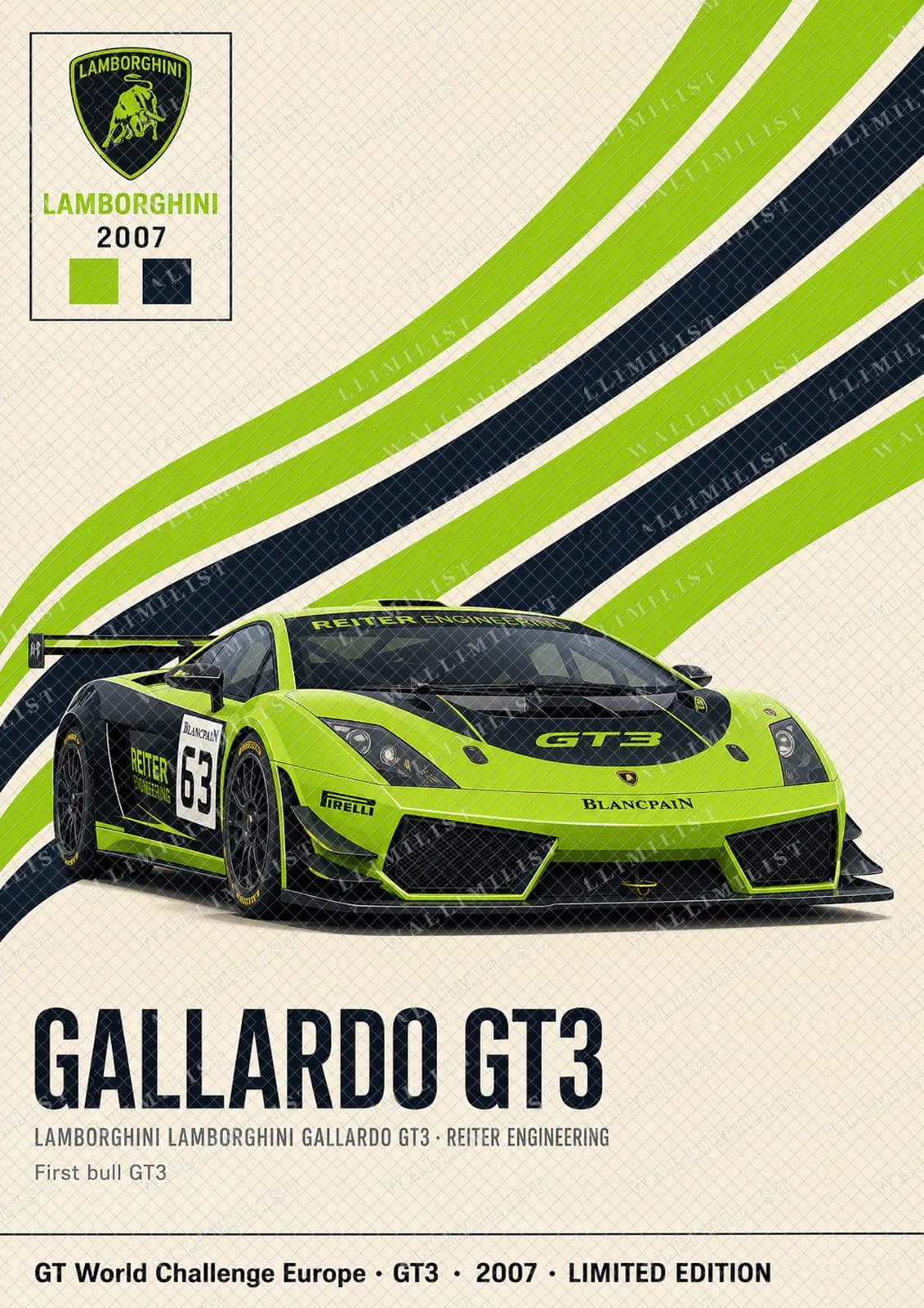 Actual watermarked print of Gallardo GT3 — Reiter #63