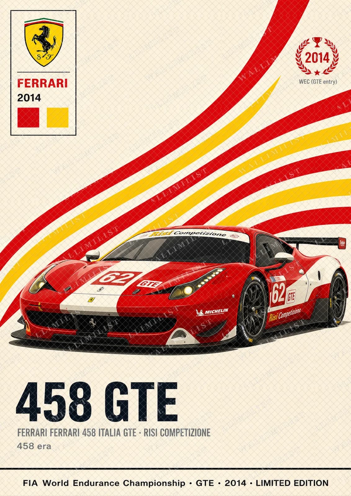 Actual watermarked print of 458 GTE — Risi Competizione #62