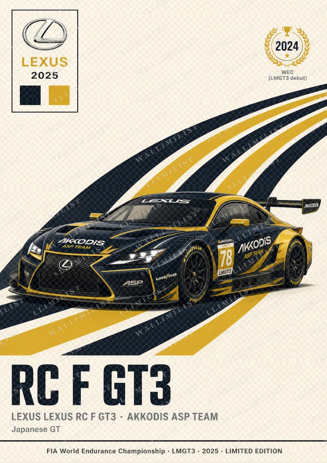Actual watermarked print of RC F GT3 — Akkodis ASP #78