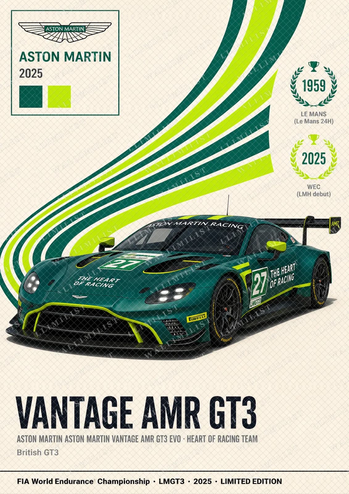 Actual watermarked print of Vantage AMR GT3 — Heart of Racing #27